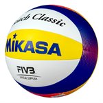 Ballon de volleyball de plage en cuir synthétique Mikasa® «Beach Classic», réplique du modèle des J.O.