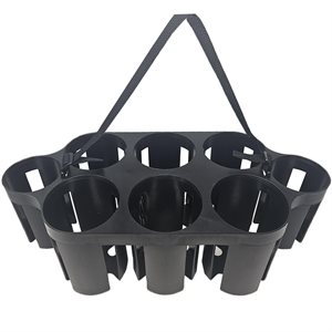 Carrier for 6 Bottles with 2 End Compartments for Pucks
