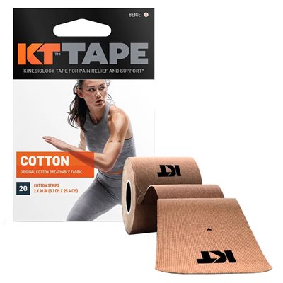 Box of 20 KT Tape® Pre-Cut Cotton Kinesiology Tape Strips, 10 x 2" (25.5 x 5 cm)