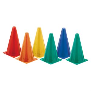 6 rigid plastic cones 9"