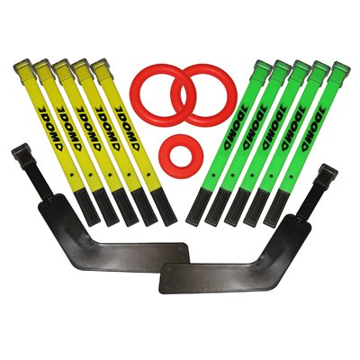 10 mini-ringette sticks + goalies + 3 rings